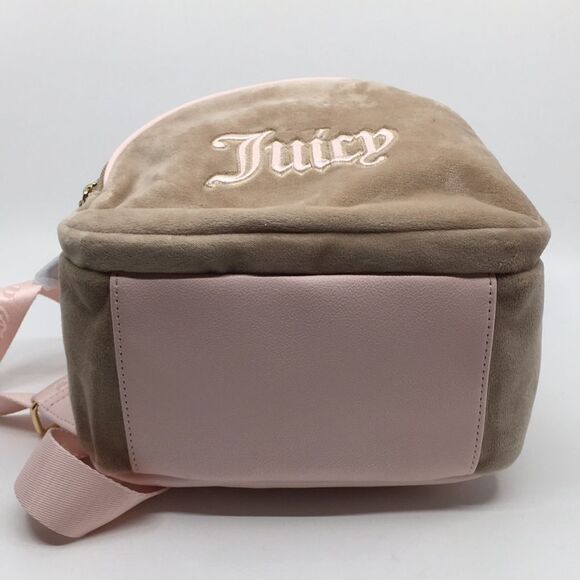 NWT Juicy Couture Queen Of Everything Backpack Velour Cafe/Powder Blush - Picture 10 of 17